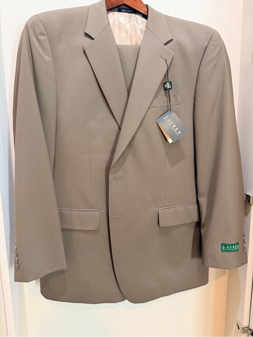 Ralph Lauren Men's Taupe Blazer Two-Button Suit Jacket